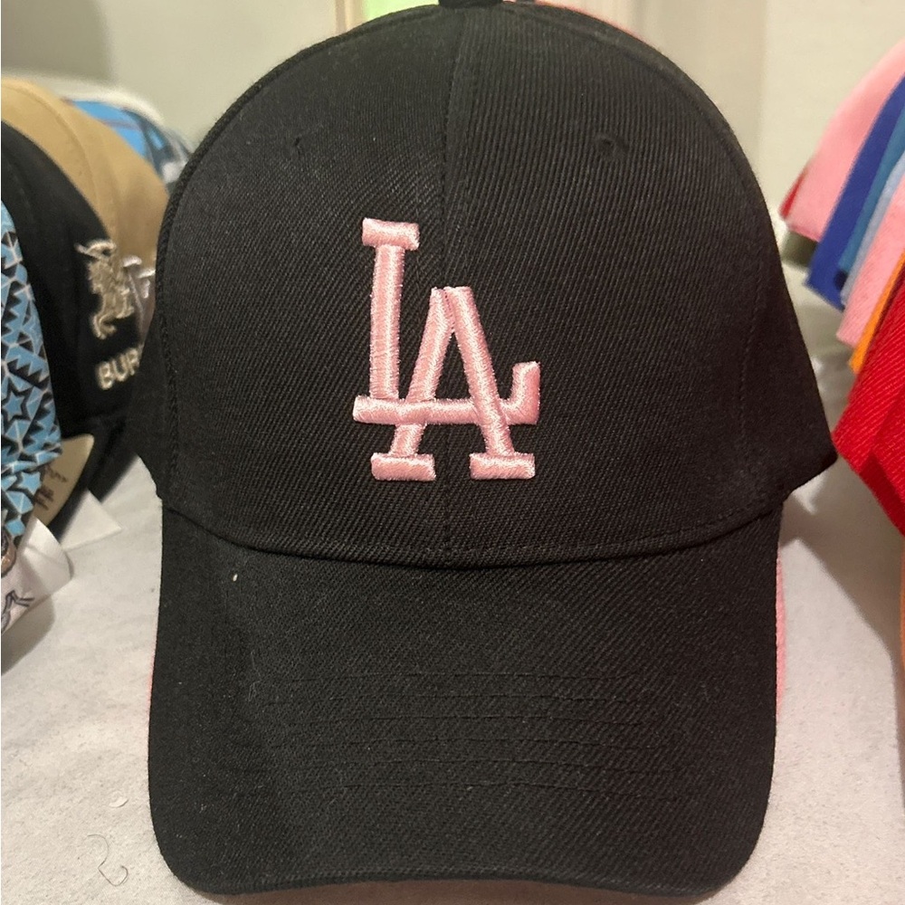 Los Angeles Apparel Black Hat with Pink Logo there multiple colors